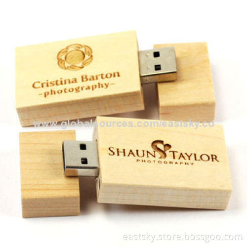 Custom wooden flash drive, PC, notebook and Macintosh with USB portNew
